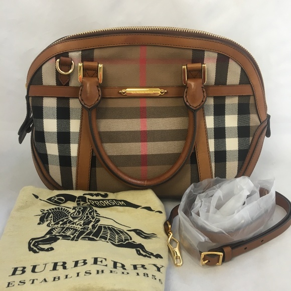 Burberry Orchard House Check Sartorial Bowling Brown Handbag Top Handle Alma